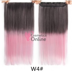 Extensie de par cu 5 Clips On delux dubla dreapta de 60 cm, Ombre Brunet cu Roz Deschis Cod 60W04# 